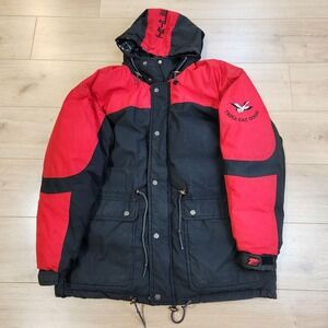 Vintage Triple F.A.T. Goose Expedition Parka Mens Large Black Red Down Puffer Co